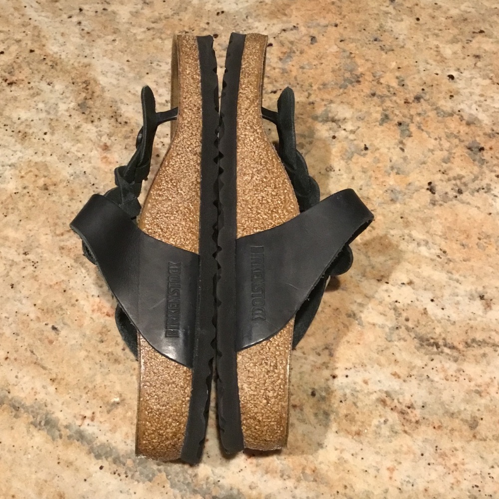 Birkenstock Gizeh Black Braided Oiled Leather Buckle Thong Sandals Regular Width - Picture 9 of 10